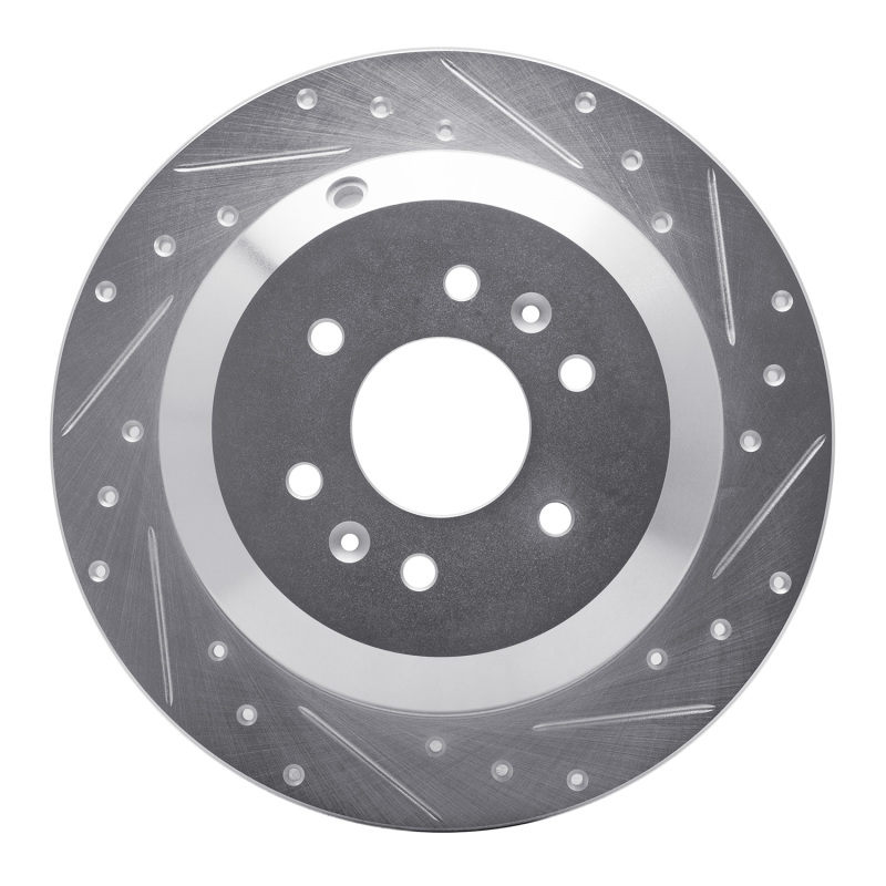 Kia Borrego Brake Rotor (1) - Rear Right - R1 Concepts - Drilled & Slotted - Silver - `09-`10